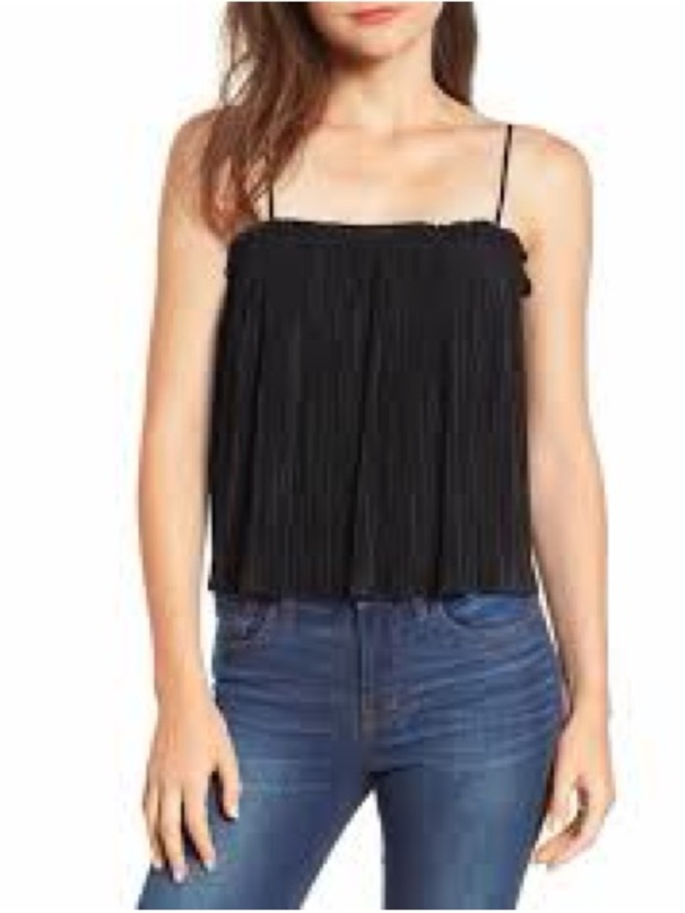 Madewell Black Pleated Spaghetti-Strap Cami